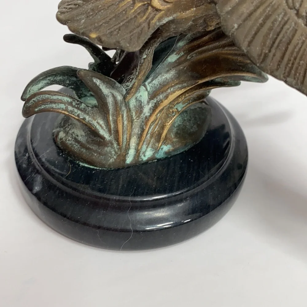 Vintage Brass Flying Goose on Pedestal Mid-century Modern Office Library Decor
